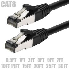 0.5FT 1FT 2FT 10FT 30FT CAT8 RJ45 Network LAN Ethernet S/FTP Cable 28AWG Black picture