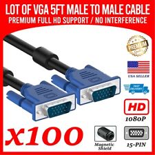 100 Units Pack Super VGA Cable Premium 1080P Full HD - 5ft Long Male to Male picture