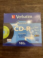 10 PACK Verbatim Digital Vinyl CD-R 700 MB 80 Minutes 52X Speed, With Cases RARE picture