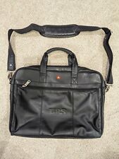 Wenger Swiss Army LEATHER Laptop Computer Shoulder Bag Carry-on Briefcase Black picture