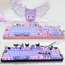 Cartoon Sanrio Kuromi Wired Mechanical Keyboard 87/104 Keys RGB Hot Swap Gifts  picture