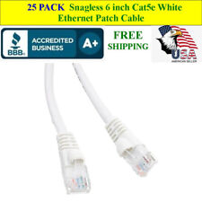25 PACK 6 In Cat5e White Network Ethernet Patch Cable Computer LAN 1 Gbps 350MHz picture