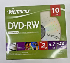 NEW 10 pk Memorex DVD-RW 2x 4.7GB 120min Storage Media Rewritable Discs Sealed picture