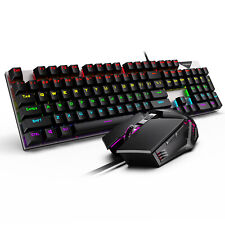 Computer Gaming Mechanical Keyboard and Mouse Combo Wired LED Light Backlit RGB picture