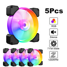 PC Computer Case Cooling Fan 120mm RGB LED Quiet Colorful Black Frame 4 Pin 12 V picture