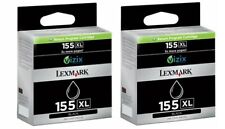 TWO (2) New Genuine Factory Sealed Lexmark 155XL Black Inkjet Cartridges picture