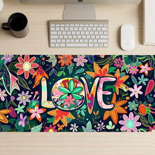 70s Hippie Love Gaming Mouse Pad, Psychedelic Mousepad, Retro Extended Deskmat picture