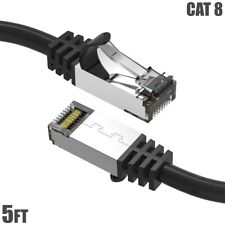 5FT CAT8 RJ45 Network LAN Ethernet SFTP Shielded Cable Cord 2GHz 40G 26AWG Black picture