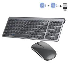 Gray Bluetooth 5.0 & 2.4G Wireless Keyboard Mouse Combo Rechargeable Full Size picture