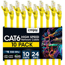 10 Pack Cat6 Ethernet Cable Reliable Gigabit LAN Cord with RJ45 Plugs Yellow picture