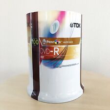 TDK DVD-R 1-16x CMYK Print On White Disques Discs 100 Pack Spindle 4.7GB 16X NEW picture