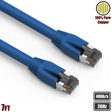 7FT Cat8 RJ45 Network LAN Ethernet S/FTP Patch Cable Copper 2GHz 40Gbps Blue picture