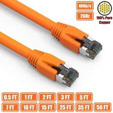 0.5-50FT CAT8 RJ45 Network LAN Ethernet S/FTP Cable Copper Wire 40Gb Orange LOT picture