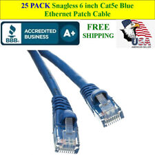 25 PACK 6 In Cat5e Blue Network Ethernet Patch Cable Computer LAN 1 Gbps 350MHz picture
