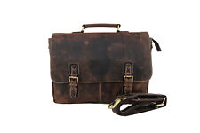 16 In Buffalo Leather Office Briefcase Messenger Bag Laptop Satchel Shoulder Bag picture