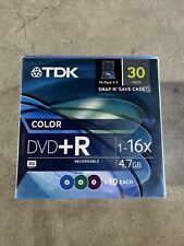 TDK DVD+R 4.7gb 16x 30 Pack NEW SEAL Plastic Snap N Save Case picture