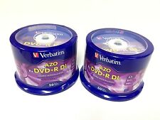 100 VERBATIM DVD+R DL AZO 8.5GB 8X Logo Spindle 97000 + 100 CD Paper Sleeves   picture