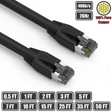 0.5-50FT Cat8 RJ45 Network Ethernet Cable S/FTP Copper Wire 40Gb 2GHz Black LOT picture