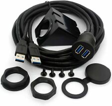 Car Dash Panel Flush Mount Dual USB Male To Female Extension Cable Waterproof picture