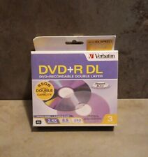Verbatim 8.5 GB 2.4X DVD+R DL Recordable Double Layer Disc 3 Pack 240 Min NEW picture
