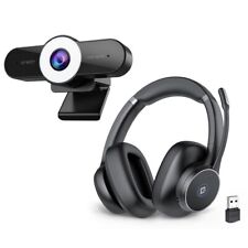 Bluetooth Headset EMEET HS150 USB Headphones W/1080P 60FPS Ring Light Web Camera picture