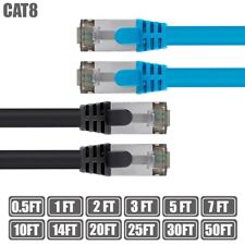 0.5-50FT Cat8 RJ45 Network Ethernet S/FTP Shield Patch Cable 2GHz 40G 26AWG LOT picture