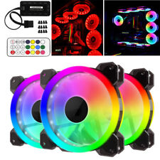 3 Pack RGB LED Quiet Computer Case PC Cooling Fans 120mm with Remote Control 12V picture