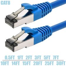 0.5FT 1FT 2FT 10FT 30FT CAT8 RJ45 Network LAN Ethernet S/FTP Cable 28AWG Blue picture