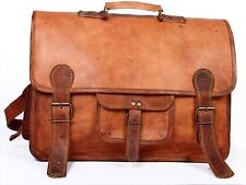 Leather Handmade Briefcase Messenger Laptop Computer Office Satchel Brown Bag1 picture