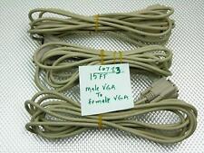 Lot of 3 - 15' 15 Ft VGA Cable Monitor Projector TV 15 Pin Male to Female Beige picture