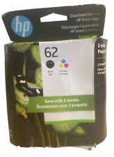 Genuine HP 62 2-pack Black/Tri-color Original Ink Cartridges N9H64FN#140 06/2025 picture