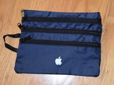 NWOT Apple Computer Mac Accessories Pouch Bag Blue Pockets Zip Handle Slim Nylon picture