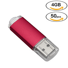Red Color Lot 10/20/50/100PCS 4GB 2.0 USB Flash Drive Metal Rectangle Stick Gift picture
