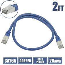 1-100FT Cat6A RJ45 Ethernet Network STP Patch Cable Copper Gold 26AWG Blue LOT picture