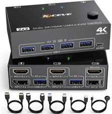 KCEVE DP HDMI USB 3.0 KVM Switch 2 Computer 2 Monitors, Dual Monitor Displayport picture