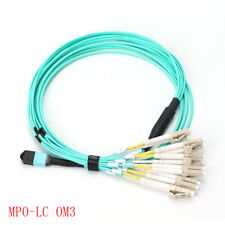 1~50M QSFP MPO/MTP 12F to 6x LC Fiber Optic Breakout Cable Multimode OM3 Type B picture
