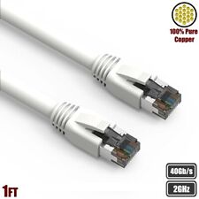 1FT CAT8 RJ45 Network LAN Ethernet Patch Cable S/FTP 2GHz 40Gbps Copper White picture