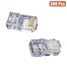 300 Pcs Cat5E RJ45 Ethernet LAN Network Plug Connector Stranded Wire Gold Plated picture