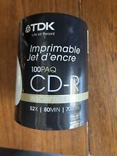 NEW TDK CD-R (Recordable) 100 Pack 700 MB 52x 80 min. New and Factory Sealed. picture