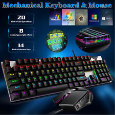LED Mechanical Gaming Keyboard Mouse Set Rainbow Backlit Computer Desktop picture