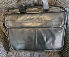 Deluxe Dell Black Leather Padded Laptop Messenger Bag Briefcase 17
