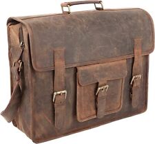 Handmade Leather Travel Messenger Office Crossbody Laptop College Bag unisex picture