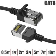 0.5-10FT Cat8 RJ45 Network LAN Ethernet Slim U/FTP Patch Cable Cord 30AWG Black picture