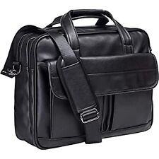 Men's Leather Messenger Bag 17.3 Inches Laptop Briefcase Business Satchel Com... picture