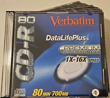 15x Verbatim Data Life Plus Premium AZO Blue CD-R 80 Min 700 MB Slimline Case picture