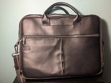 Deluxe Dell Black Leather Padded Laptop Messenger Bag Briefcase 17