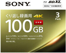SONY Blu-ray 100 GB BD-RE XL BDXL 3D Bluray Triple Layer Printable Disc 3 Pack picture