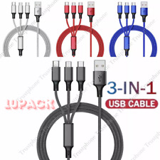 10PACK 3A USB Fast Charging Cable 3 in 1 Charger Cord For iPhone USB-C Micro USB picture