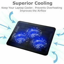Laptop Cooling Pad 3~6 Quiet Fans Cooler Stand Dual USB Port for 11-17