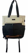 Cyureay Laptop Bag Convertible Tote Backpack Travel 16x12 Black Tan New picture
